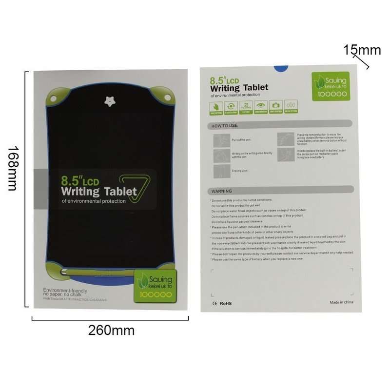 8,5-inčni LCD tablet za pisanje, jednostruki blokovi za rukopis, prijenosni digitalni tablet za crtanje, elektronička ploča s crtanim filmovima za ured za darove za djecu