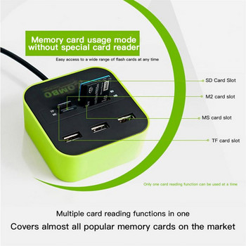 Διανομέας 3 σε 1 Διανομέας USB Micro Card Reader SD/TF Card Reader Multi 3 Ports USB2.0 USB-Hub for Laptop PC Win/XP Accessories