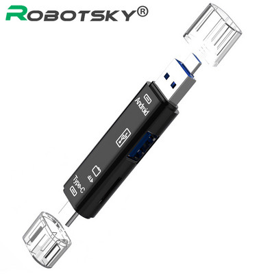 Tip C și Micro USB și USB Cititor de carduri OTG 5 în 1 Universal OTG TF/USB de mare viteză pentru anteturi de extensie pentru computere Android