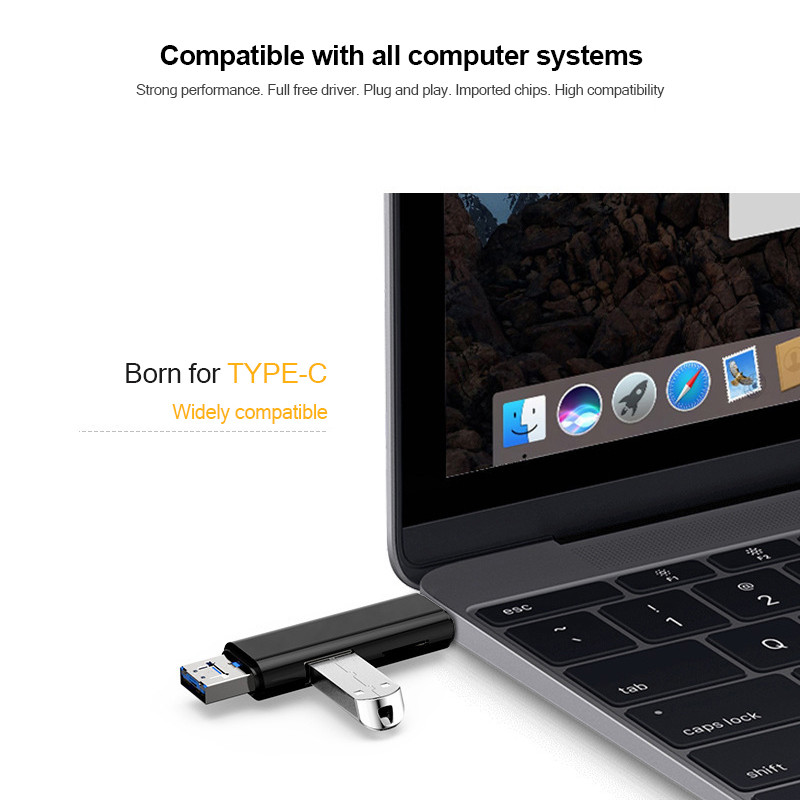 Tip C & Micro USB & USB 5 u 1 OTG čitač kartica Brzi univerzalni OTG TF/USB za Android zaglavlja proširenja računala