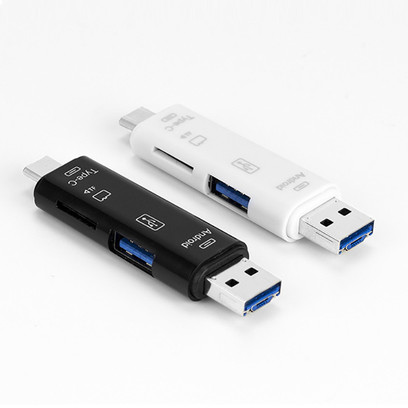Tip C & Micro USB & USB 5 u 1 OTG čitač kartica Brzi univerzalni OTG TF/USB za Android zaglavlja proširenja računala