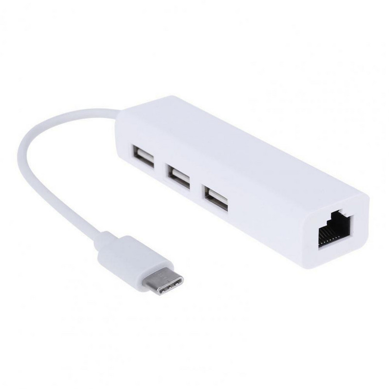 Akciós USB-C hub hordozható, nagy sebességű meghajtó Ingyenes Type-C-USB 2.0/RJ45 Ethernet kártya dokkoló állomás számítógéphez