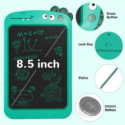 Skystųjų kristalų rašymo planšetė vaikams 8,5 colio skaitmeninis piešimo bloknotas, nešiojamas elektroninis animacinių filmų rašymo ranka lenta žaislas mažyliui su rašikliu