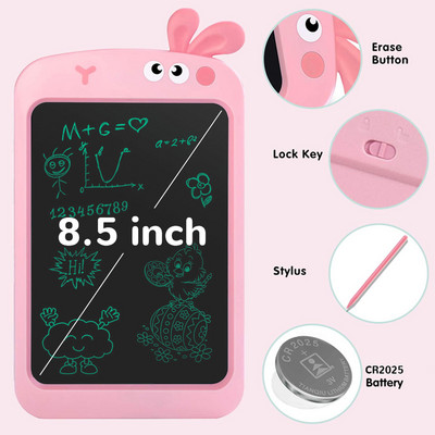 Skystųjų kristalų rašymo planšetė vaikams 8,5 colio skaitmeninis piešimo bloknotas, nešiojamas elektroninis animacinių filmų rašymo ranka lenta žaislas mažyliui su rašikliu