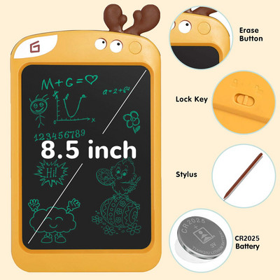 Skystųjų kristalų rašymo planšetė vaikams 8,5 colio skaitmeninis piešimo bloknotas, nešiojamas elektroninis animacinių filmų rašymo ranka lenta žaislas mažyliui su rašikliu