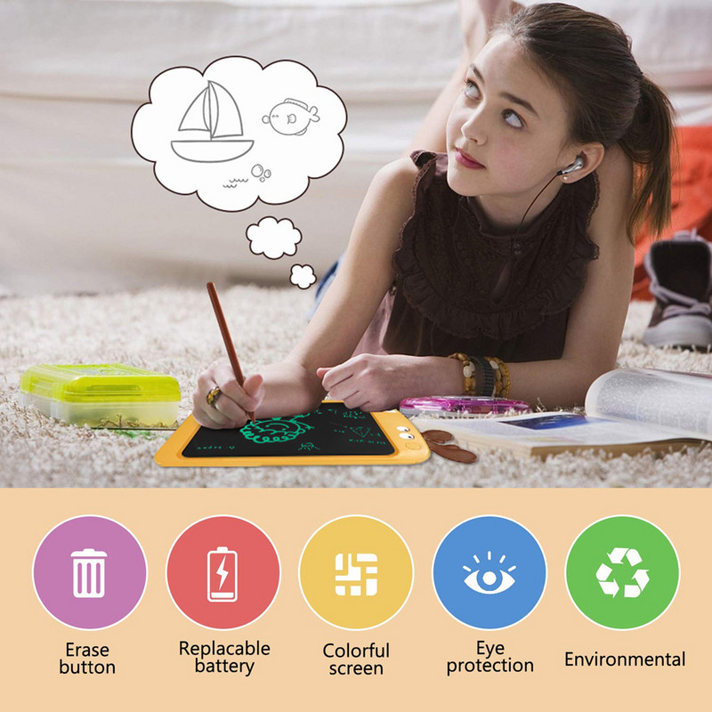 Skystųjų kristalų rašymo planšetė vaikams 8,5 colio skaitmeninis piešimo bloknotas, nešiojamas elektroninis animacinių filmų rašymo ranka lenta žaislas mažyliui su rašikliu