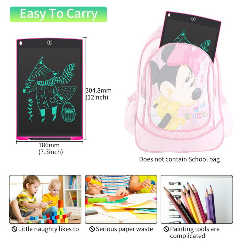 12 hüvelykes LCD írótábla Digitális rajz Elektronikus Kézírás Tábla Üzenet Grafikus Tábla gyerekeknek Írótábla Jegyzetíró tábla