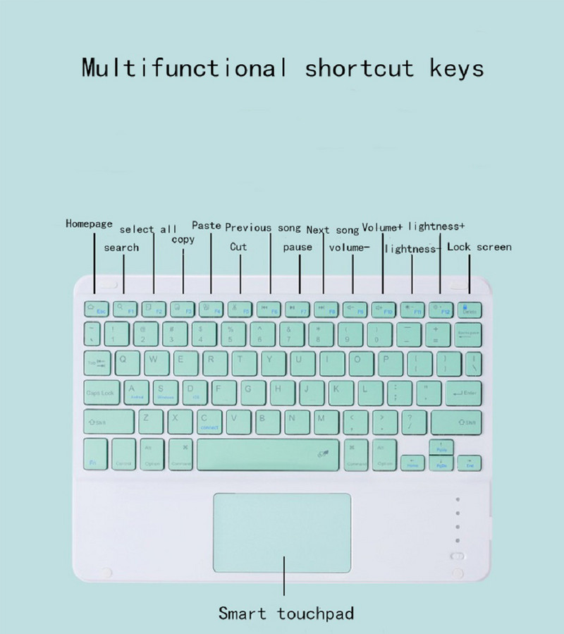 Jutiklinė kilimėlis belaidė Bluetooth klaviatūra Nešiojama MINI klaviatūra skirta Ipad iPhone Samsung Huawei Xiaomi Tablet Mobilus Telefonas Kompiuteris