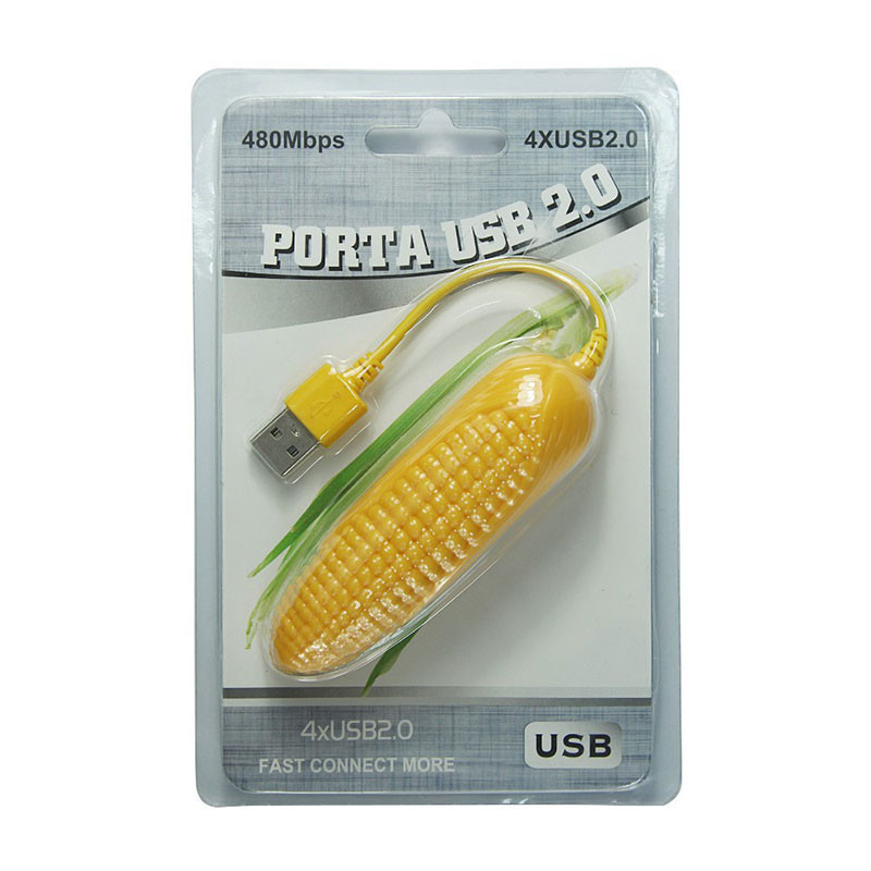 Lovely Corn Shape 4 az 1-ben USB 2.0 HUB elosztó USB 2.0 adatátvitel PC laptophoz, Macbook számítógéphez