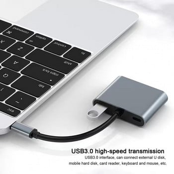 Type-C концентратор 4 в 1 4K 1080P изход Професионален USB-C към HDMI-съвместим VGA USB3.0 PD докинг станция за домашно кино