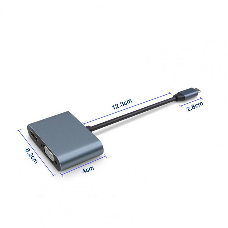 C-tüüpi jaotur 4 in 1 4K 1080P väljund Professionaalne USB-C ja HDMI-ühilduv VGA USB3.0 PD dokkimisjaam kodukino jaoks