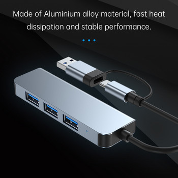 4 σε 1 HUB Type C σε USB 3.0 Hub 4 Θύρες USB Splitter Συμβατό με MacBook Pro/Air Surface Pro PS4 XPS PC Flash Drive