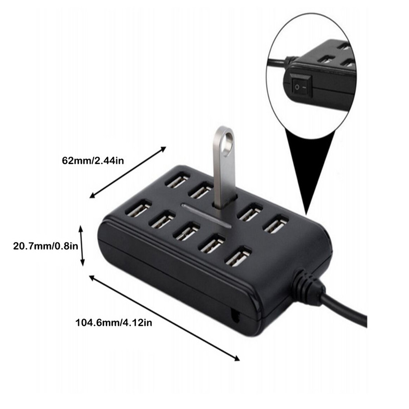 Otthoni USB 2 0 hub univerzális USB-A adapter 10 portos átalakító elosztó