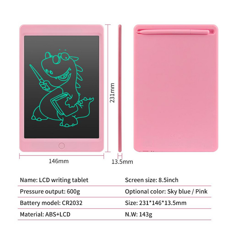 8,5 hüvelykes ultravékony digitális írótábla-támogatás Grafikus rajztáblák Elektronikus kézírás-párna festőtábla Jegyzettömb