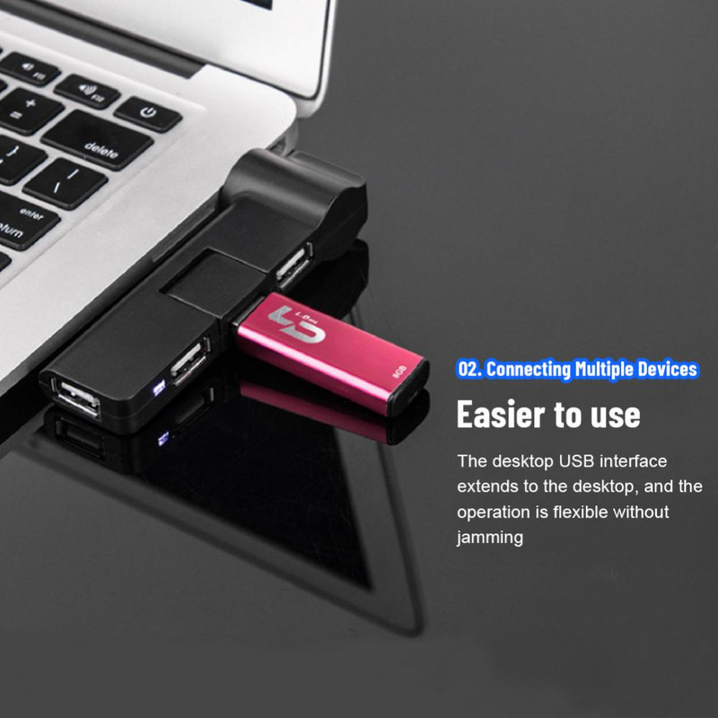 Duomenų kabelio adapteris 4 prievadų šakotuvas 4 viename USB 2.0 šakotuvas nešiojamojo kompiuterio priedai USB šakotuvo skirstytuvo adapteris USB plėtinys mini