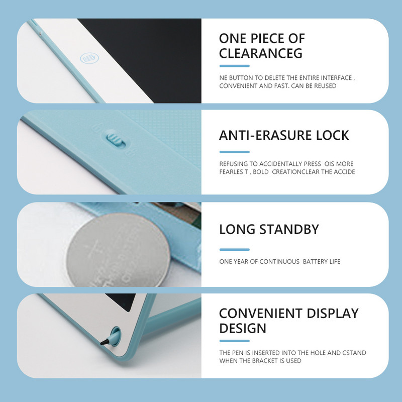 TISHRIC Tabletă de scris LCD de 12 inchi Tabletă de desen digitală Tabletă grafică Tablă de desen Pad de scris digital Stylus pentru desen