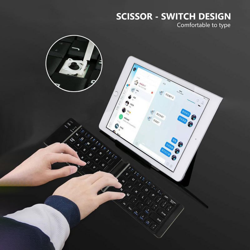 Mini tastatură pliabilă fără fir Bluetooth, tastatură fără fir pliabilă pentru telefon tabletă IOS/Android/Windows iPad