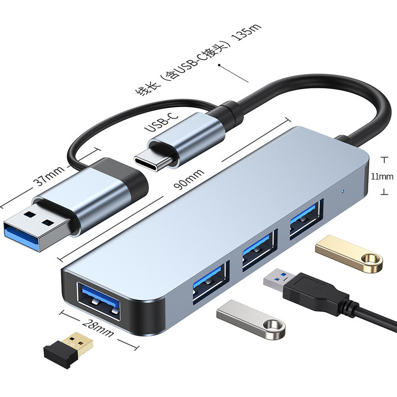 Pre Macbook ARK Multimedia 4-portový USB Hub USB A Type-C na 4*USB 3.0 adaptér USB rozbočovač typu C dokovacia stanica