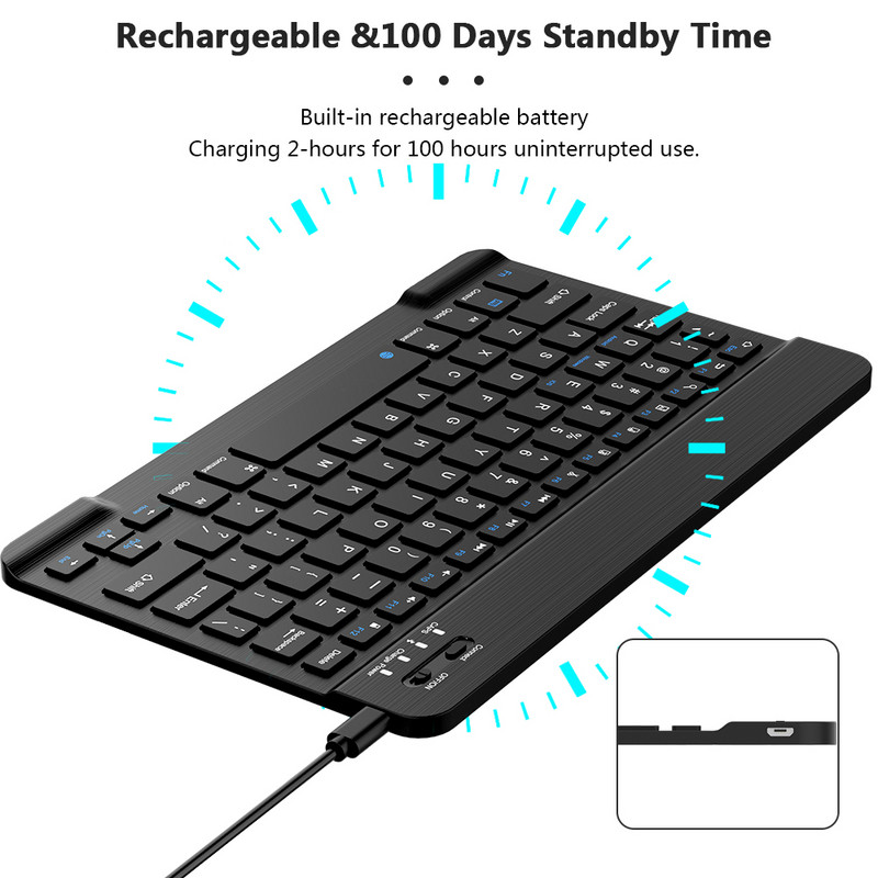 Mini Bluetooth klávesnica Bezdrôtová ruská klávesnica Tablet Španielska nabíjateľná klávesnica pre tablet iPad mobilný telefón notebook