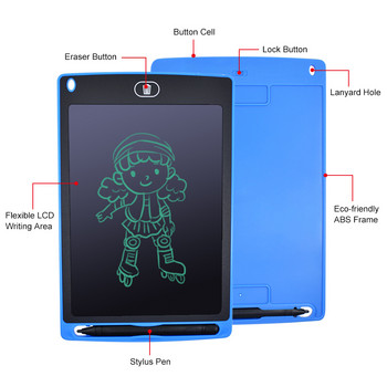 Цифров графичен таблет 8,5-инчов LCD таблет за писане Електронна подложка за рисуване Таблет за ръкописен текст + Химикалка Батерия за рисуване от деца