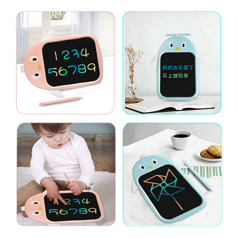 LCD jauks pārnēsājams pingvīnu rakstīšanas planšetdators + pildspalvas ar vienu klikšķi, izdzēsiet logotipa dēļa komplektu, izglītojošas rotaļlietas bērniem bērniem