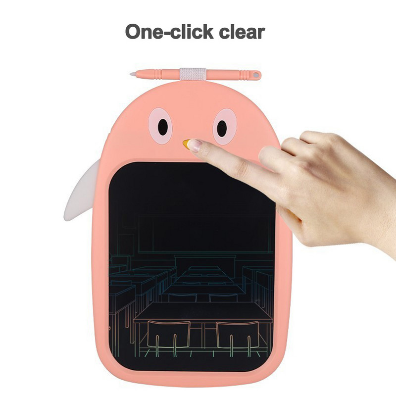 LCD jauks pārnēsājams pingvīnu rakstīšanas planšetdators + pildspalvas ar vienu klikšķi, izdzēsiet logotipa dēļa komplektu, izglītojošas rotaļlietas bērniem bērniem