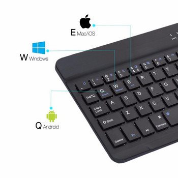 Клавиатура Безжична Bluetooth клавиатура за таблет Ноутбук Телефон Таблет Акумулаторна клавиатура + (таблет PC/мобилен телефон) държач