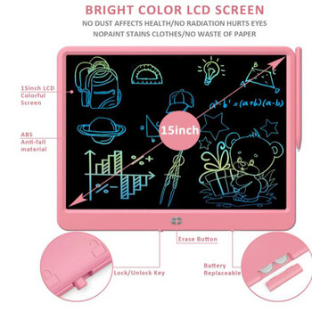 15-инчов LCD таблет за писане и рисуване на съобщения Doodle Board Toys Интелигентна хартия за деца и възрастни Подарък за рожден ден с цветен стилус