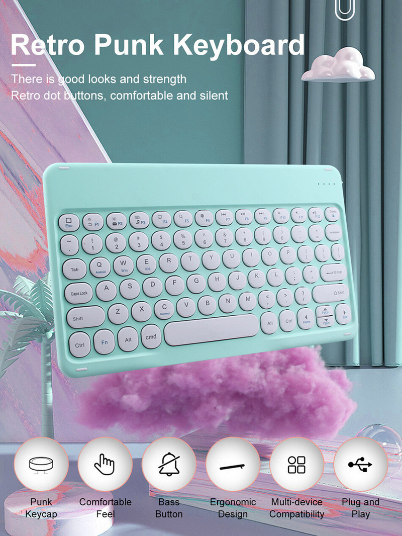 Candy Color Bluetooth tipkovnica za iPad 10th Air 5 Mipad 5 Samsung Huawei Lenovo Tablet bežična tipkovnica+USB kabel