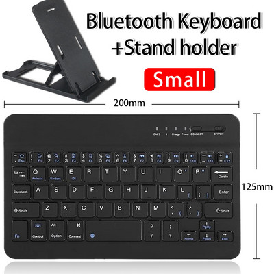 Billentyűzet Vezeték nélküli Bluetooth billentyűzet Ipad Phone Tablet Mini vezeték nélküli újratölthető billentyűzet + (Tablet PC/mobiltelefon) tartó