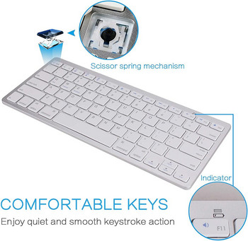 Ултратънка безжична Bluetooth клавиатура за iPad,iPhone,Samsung,Android,Windows,PC,таблети телефони клавиатура
