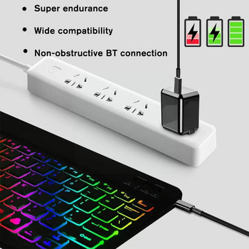 10 ιντσών με οπίσθιο φωτισμό για πληκτρολόγιο και ποντίκι Οπίσθιο φωτισμό πληκτρολόγιο Bluetooth για Ios Android ασύρματο πληκτρολόγιο και ποντίκι T9g3