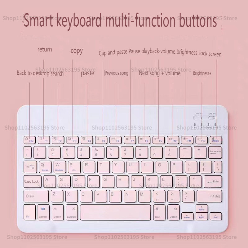 Nauja iPad Bluetooth belaidė klaviatūra įkraunama nutildymo itin plona mini, tinkanti Android IOS Windows Phone planšetiniam kompiuteriui