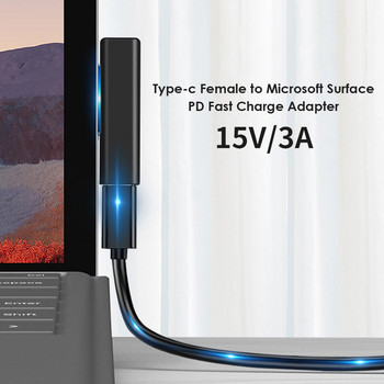 15V/3A USB C Female PD Преобразувател за бързо зареждане Магнитно зарядно Адаптер Щепсел за Microsoft Surface Pro 7/6/5/4/3/Go/ Book1/2