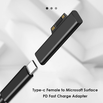 15V/3A USB C Female PD Преобразувател за бързо зареждане Магнитно зарядно Адаптер Щепсел за Microsoft Surface Pro 7/6/5/4/3/Go/ Book1/2