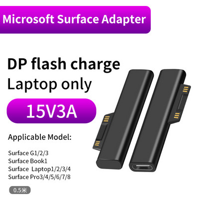 65W 15V 3A USB C захранване Зарядно устройство Кабел за адаптер за Microsoft Surface Pro X 8 7 6 5 4 3 Type C PD Tablet Щепсел за бързо зареждане