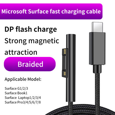 65W 15V 3A USB C захранване Зарядно устройство Кабел за адаптер за Microsoft Surface Pro X 8 7 6 5 4 3 Type C PD Tablet Щепсел за бързо зареждане
