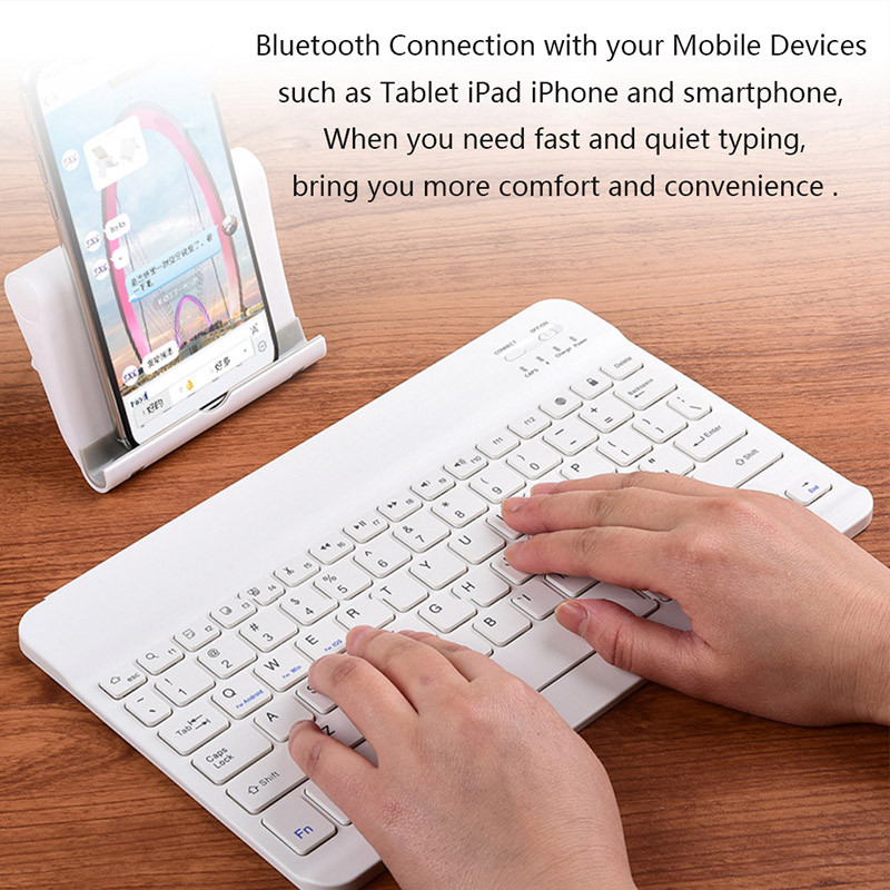 Bezvadu tastatūra planšetdatoram iPad iPhone ar Bluetooth saderīga uzlādējama 10 collu Teclado Android iOS Windows sistēmai