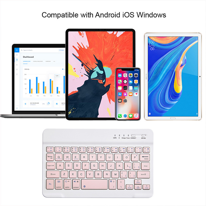 Bezvadu tastatūra planšetdatoram iPad iPhone ar Bluetooth saderīga uzlādējama 10 collu Teclado Android iOS Windows sistēmai