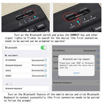 Клавиатура за таблет, преносим компютър, телефон, безжична Bluetooth мини клавиатура, акумулаторна клавиатура + държач за таблет/мобилен телефон