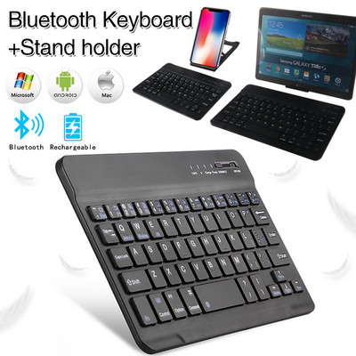 Tipkovnica za tablet prijenosno računalo telefon bežična Bluetooth mini tipkovnica punjiva tipkovnica + držač za tablet/mobilni telefon