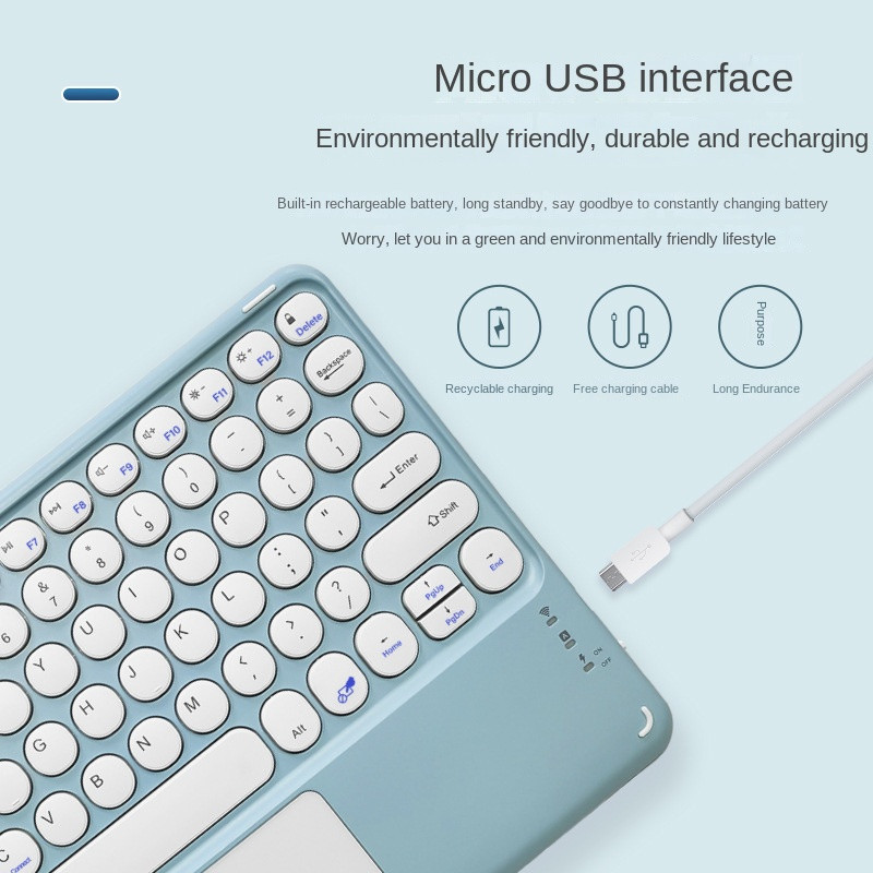 „Bluetooth“ klaviatūra, apvali 10 colių „Silence“ belaidė universalioji klaviatūra su jutikliniu magnetiniu siurbimo klaviatūra, skirta „Ipad Pro“ planšetiniam kompiuteriui „Huawei“