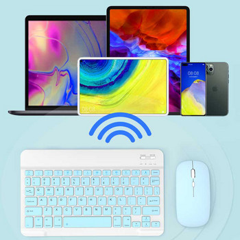 Мини Bluetooth клавиатура мишка Безжична за Android IOS Windows IPad Lenovo Samsung Huawei Tablet Телефон Комплект клавиатура Комплекти мишки