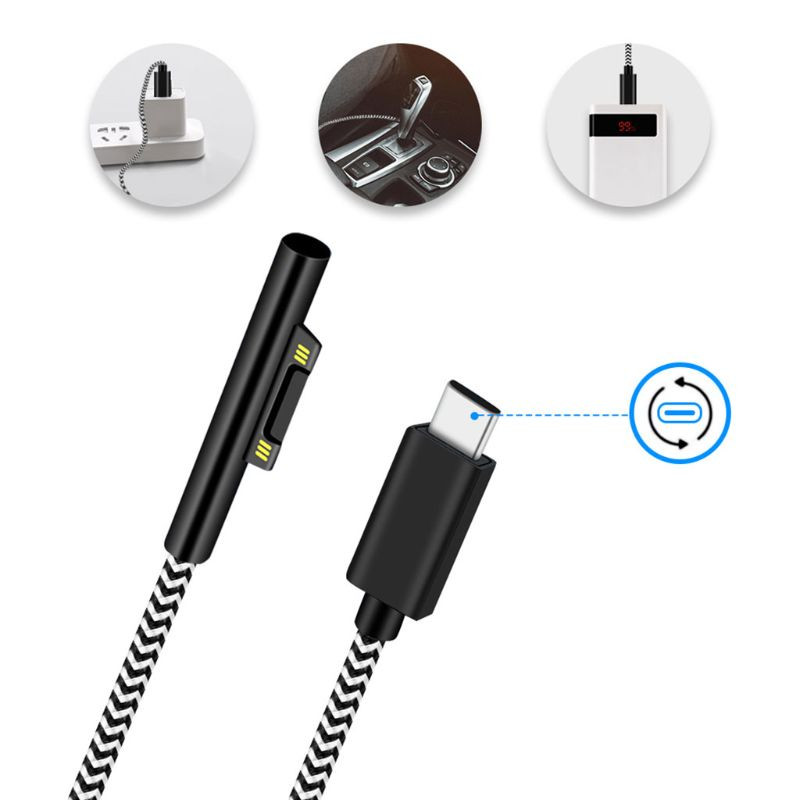 1,8 m-es USB Type-C táp töltőadapter 15v 3A Pd gyorstöltő kábel Microsoft Surface Pro-hoz 3 4 5 6 7