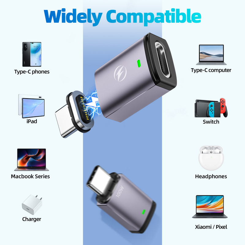 FONKEN USB Type C 100W mágneses adapter Macbook Pro Air M1 laptop gyorstöltő adapterhez USB C mágneses adapter Samsunghoz