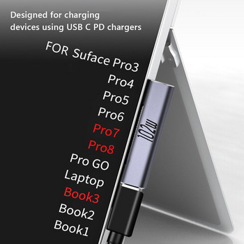 102W 6.8A PD конвертор за бързо зареждане за Microsoft Surface Pro X 8 7 6 5 4 3 Go Book USB C зарядно устройство Магнитен захранващ адаптер