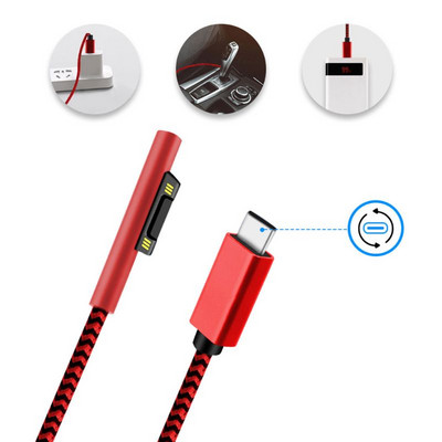 1,8 m-es USB Type-C táp töltőadapter 15v 3A Pd gyorstöltő kábel Microsoft Surface Pro készülékhez 3 4 5 6 7