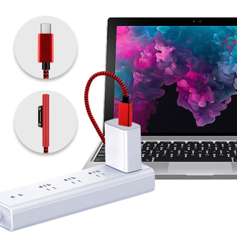 1,8 m USB C tipa barošanas avota lādētāja adapteris 15 v 3 A Pd ātrās uzlādes kabelis, kas paredzēts Microsoft Surface Pro 3 4 5 6 7