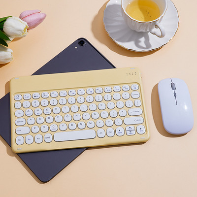 Bezvadu Bluetooth tastatūras peles komplekts Bezvadu uzlādes magnētiskā apaļa tastatūras tastatūra operētājsistēmai iOS Android Microsoft iPad planšetdatora tālrunis