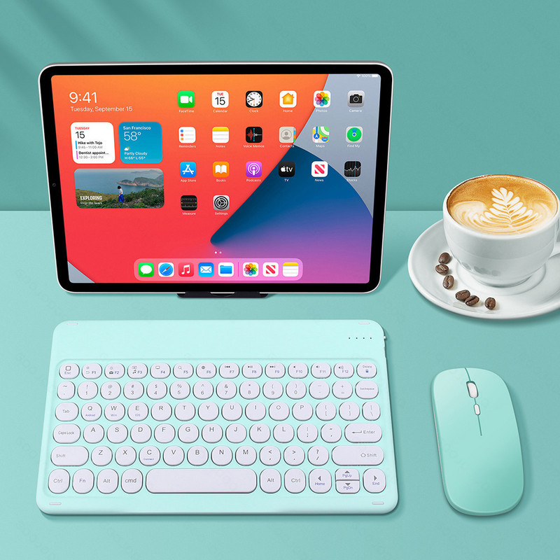 Bezvadu Bluetooth tastatūras peles komplekts Bezvadu uzlādes magnētiskā apaļa tastatūras tastatūra operētājsistēmai iOS Android Microsoft iPad planšetdatora tālrunis
